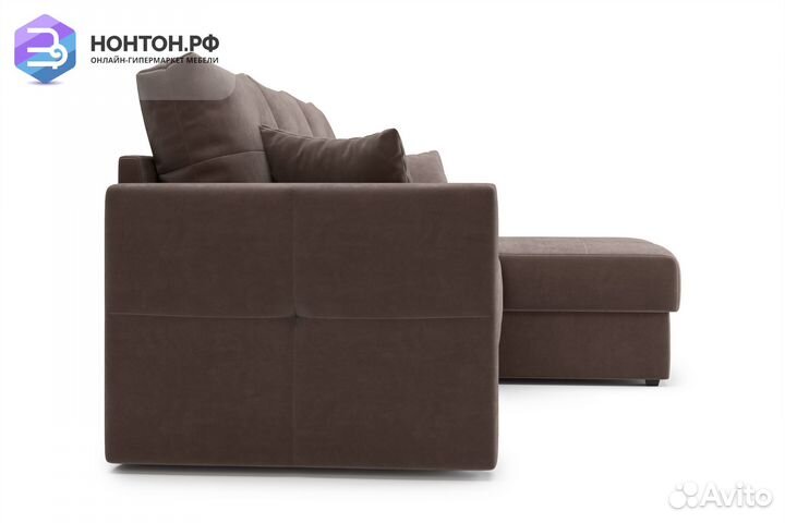 Диван угловой дельфин Вита коричневый