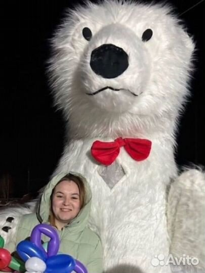 Белый мишка поздравление ростовой медведь аниматор