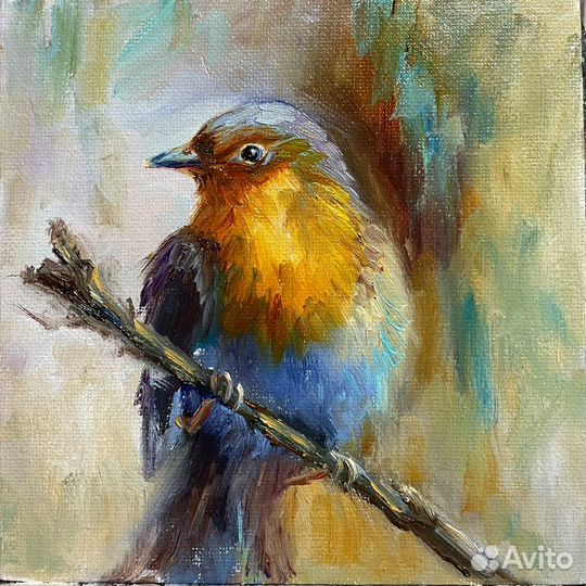 Картина маслом на холсте птичка