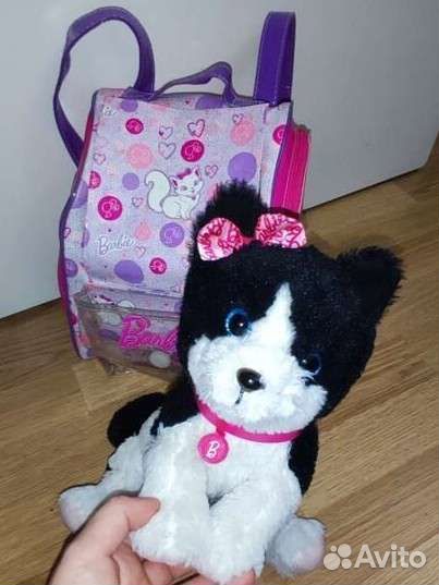 Игрушка мягкая говорящая Barbie Кошка Черно-белая