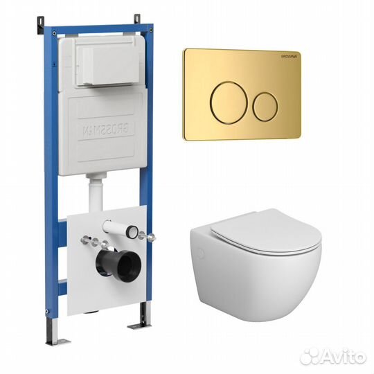 Ком-кт Инст+К-ша Style Золото Гл+Унитаз GR-4411S