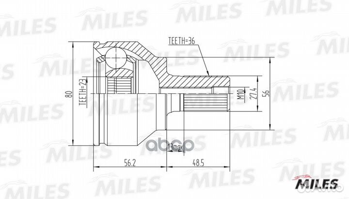 Шарнирный комплект, приводной вал ga20107 Miles