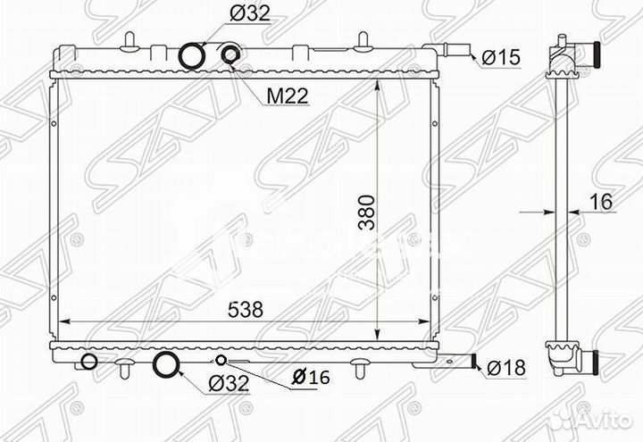 Радиатор peugeot 206/307/xsara 1.1/1.4/1.4D/1.6/1