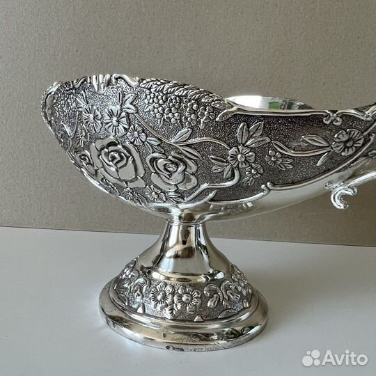 Ваза / фруктовница металлическая никелированная