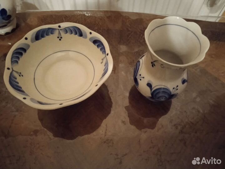 Петушок, свинка и магнитики Гжель, вазочки