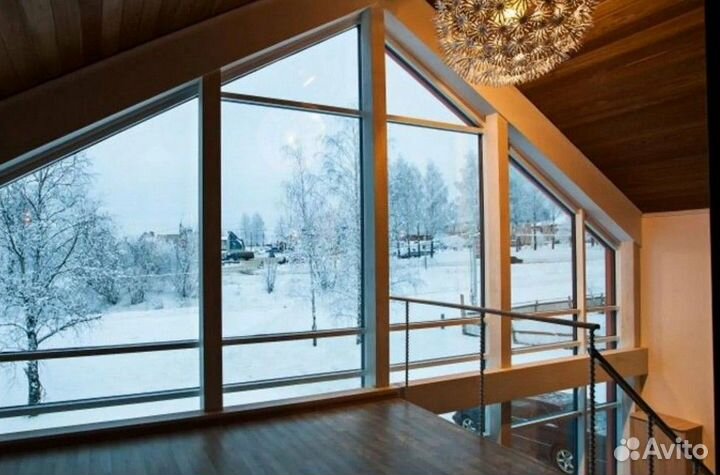 Остекление дома коттеджа панорамными окнами