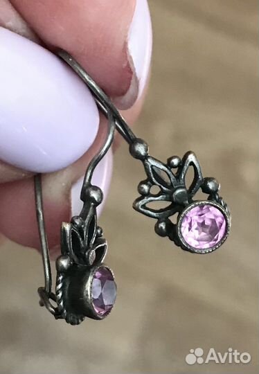 Серьги и кольцо,винтаж, мельхиор