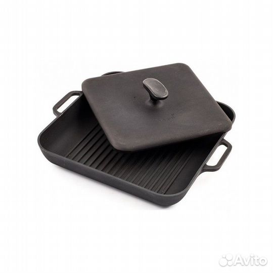 Сковорода гриль чугунная квадратная Ситон с пресом