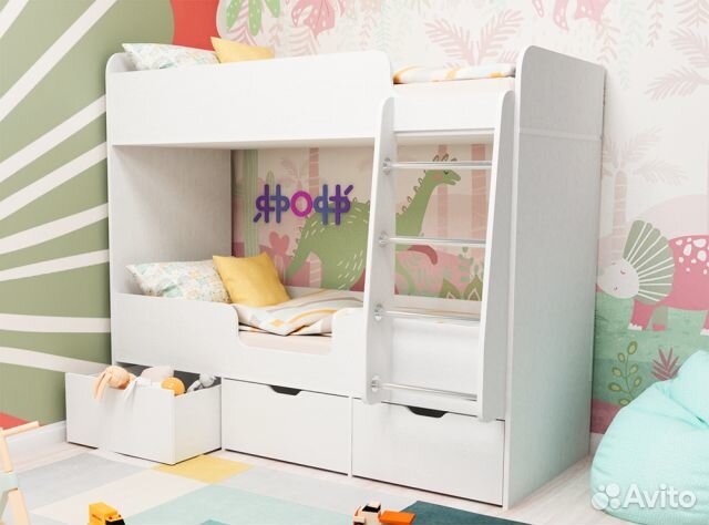 Детская двухъярусная кровать 160*70. Разные цвета