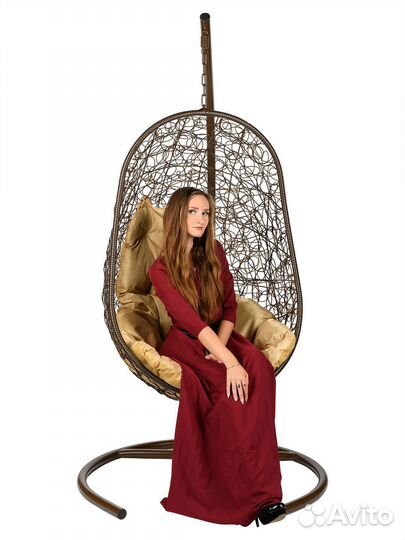 Кресло подвесное Easy brown, коричневая подушка