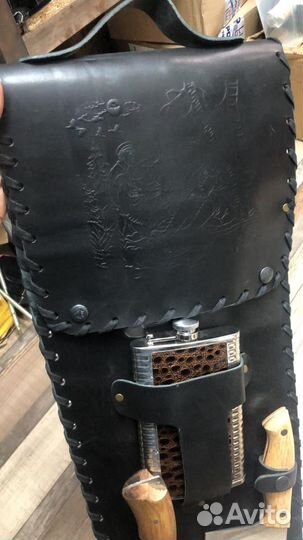 Подарочный набор шампуров в кожаном чехле