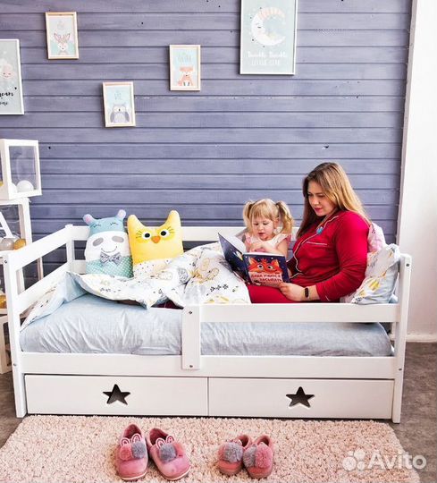 Кроватка с бортиком для малыша берёза софа