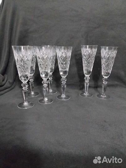 Фужеры хрустальные СССР ромбы 21,5 см бокалы добор