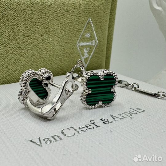 Van cleef браслет + серьги м/с