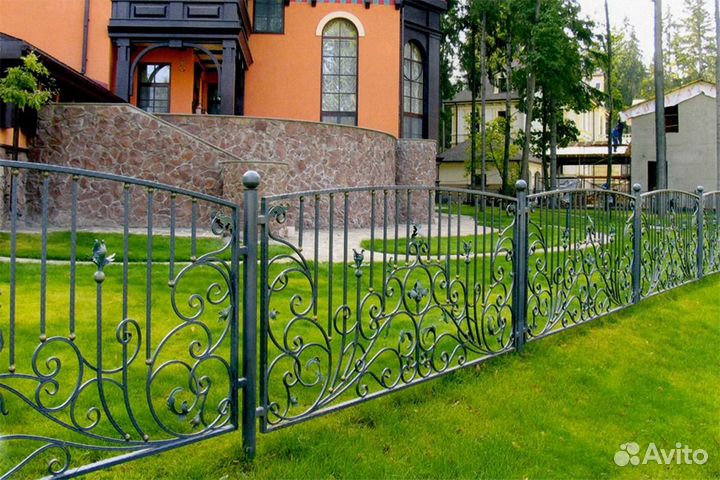 H2Заборы с калиткой кованные металлические 3м/h2 p