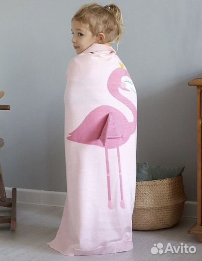 Плед фламинго детский 90*90 акрил