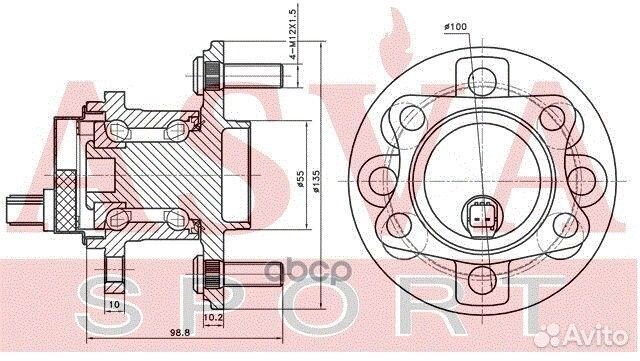 Ступица колеса с ABS зад прав/лев tywhksp90