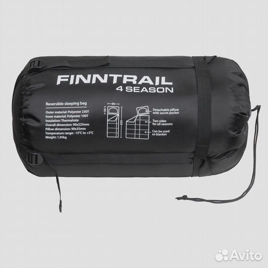 Спальный мешок finntrail 4seasons darkgrey 1030