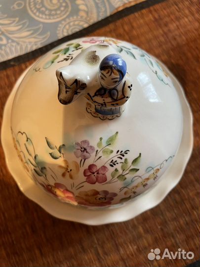 Масленка фарфор СССР. Семикаракорская керамика