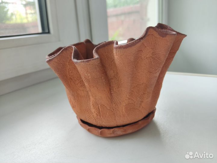 Керамический цветочный горшок ручной работы