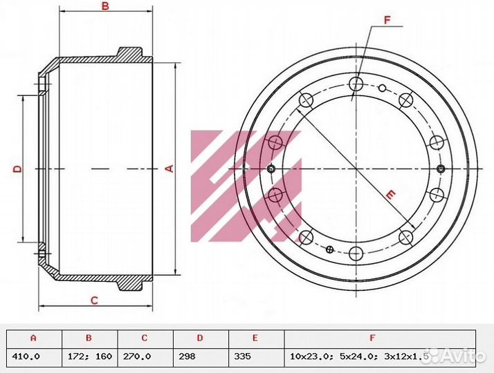 Барабан тормозной Мерседес о.н. 3464230601