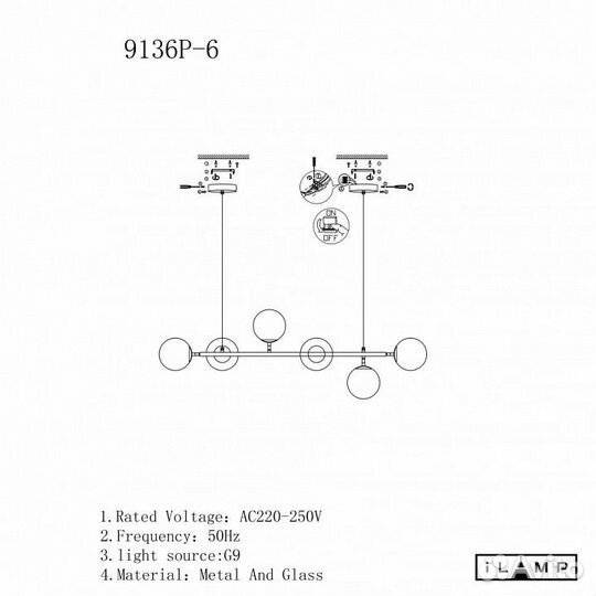 Подвесная люстра iLamp Golden 9136P/6 BK-WH
