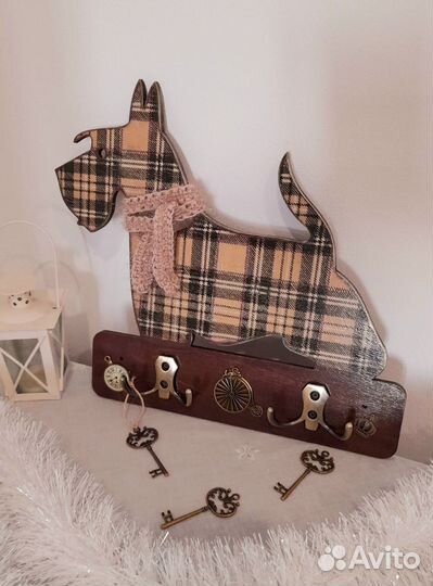 Ключница вешалка Собака Скотч-терьер