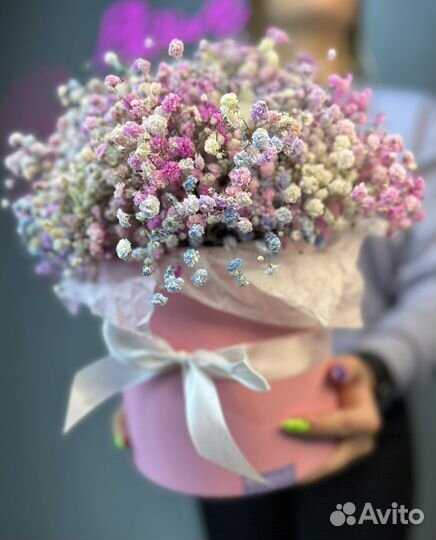 Композиция из гипсофилы в коробочке от Flowers124