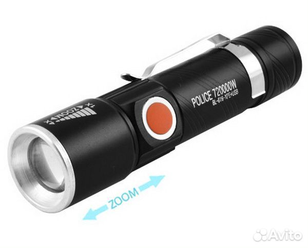 Фонарь компактный ручной USB-T6 zoom