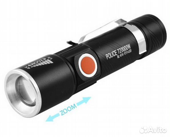Фонарь компактный ручной USB-T6 zoom