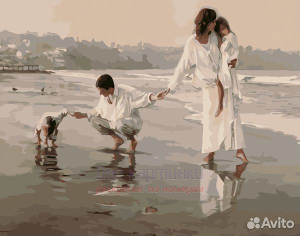 Картина по номерам 40x50 Счастливая семья на берег