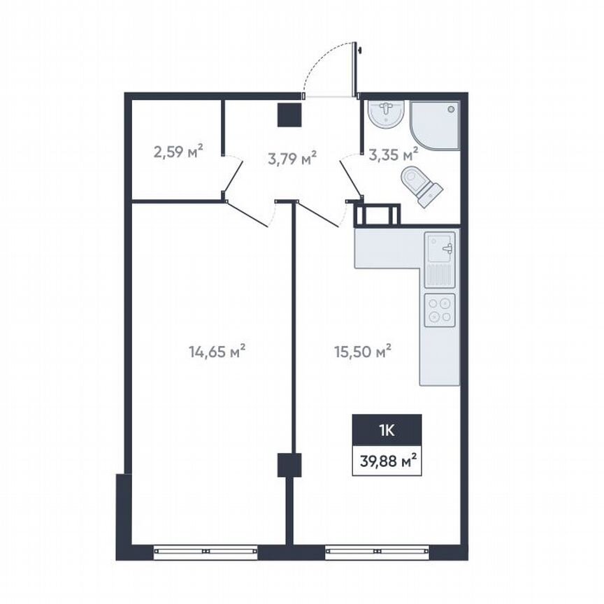 1-к. квартира, 40,6 м², 18/18 эт.