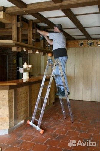 Лестница-трансформер krause monto trimatic 2х6 шарнирная, двухсекционная 129901