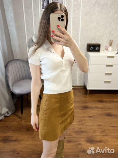 Замшевая юбка pull&bear S коричневая