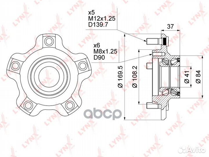 Ступица перед. в сборе без ABS WH-1028 lynxauto