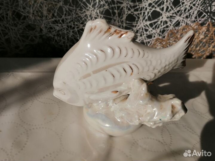 Фарфоровая статуэтка карп Дулево 54 год