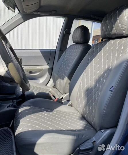 Чехлы Hyundai Accent Экокожа серая ромб