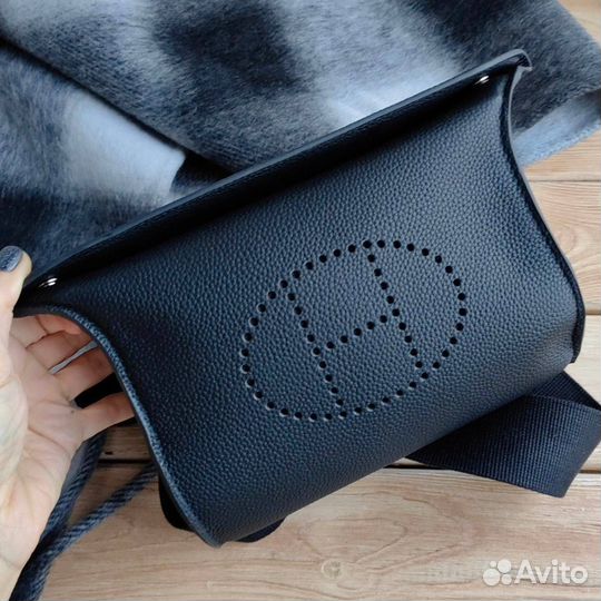 Сумка кроссбоди чёрная Hermes натуральная кожа