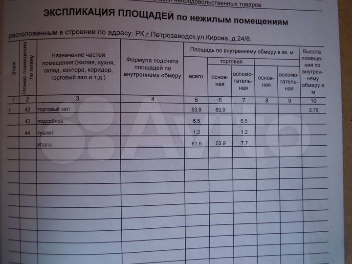 Помещение свободного назначения 62 м²