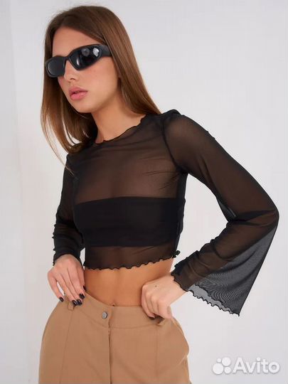 Кроп-топ лонгслив