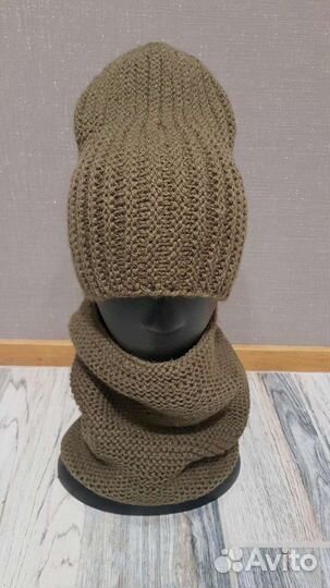 Шапка бини, снуд в один оборот, ручная работа