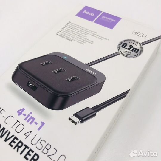 Хаб USB 2.0,Type-C кабель,длина 0.20см вн31