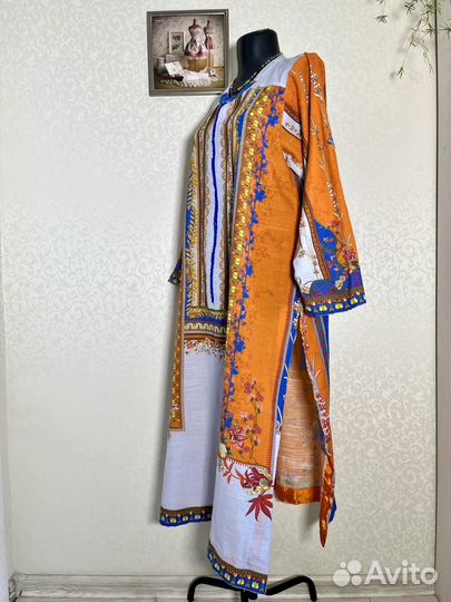 Этническое платье -туника, 46-48, хлопок