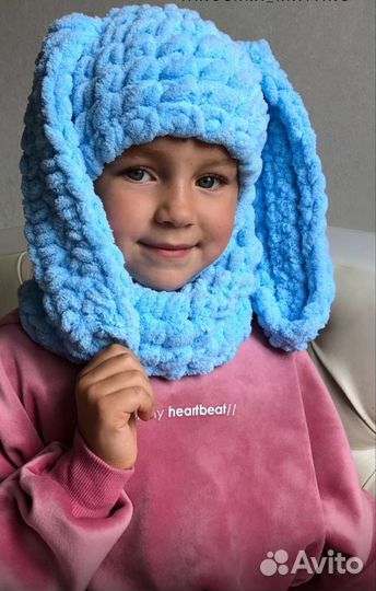 Шапка балаклава вязаная с ушками