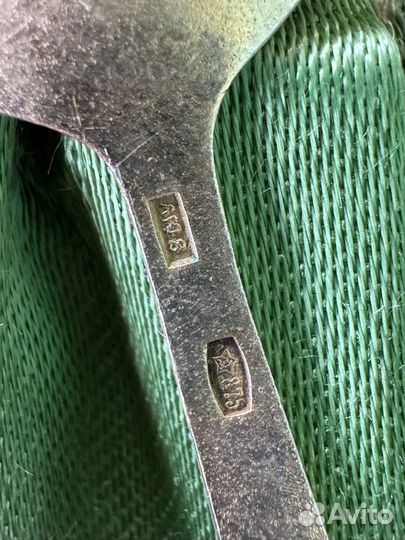 Серебряные чайные ложки позолота лю8