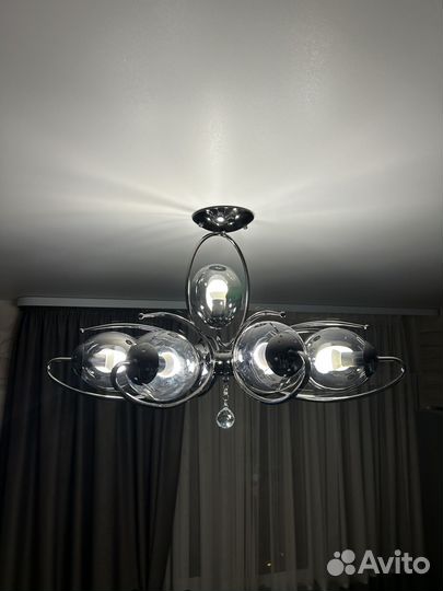 Люстра потолочная, 9 ламп (черное зеркало)