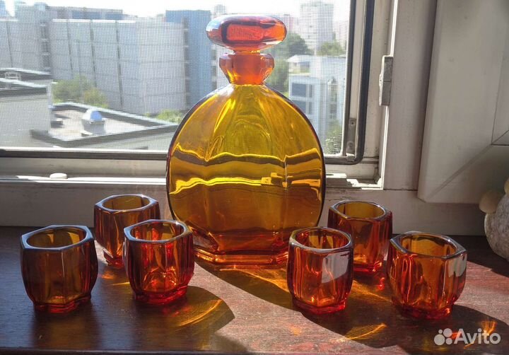 Графин и 6 стопок Арт Деко, фужеры Олимпиада