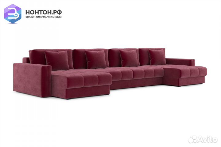 Диван п-образный тик-так Монарх М2О2 бордовый
