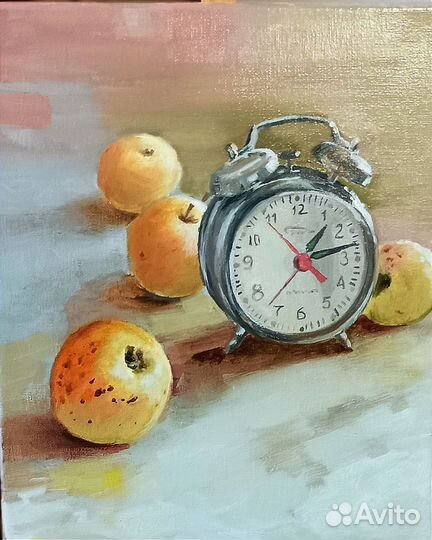 Картина с часами масло холст 30*25*1.7