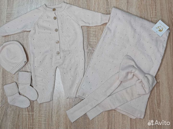 Вязаный комплект на выписку, весна /осень